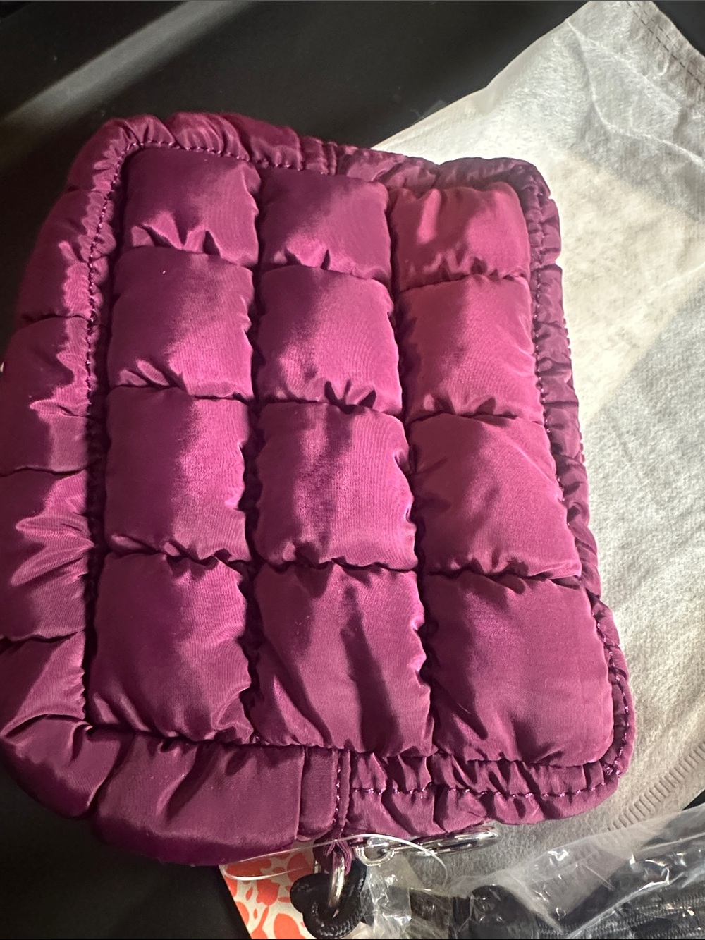 Free People Quilted Puffer Wristlet in deep mulberry - Picture 5 of 9
